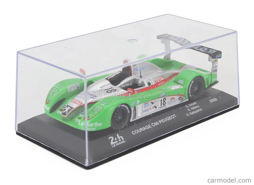 Edicola Courage C60 Peugeot A32 3.2l Turbo V6 Team Pescarolo Sport N 18 24h Le Mans 2002 Stephane Ortelli - Ukyo Katayama - Eric Helary 1:43 Zelená Strieborná