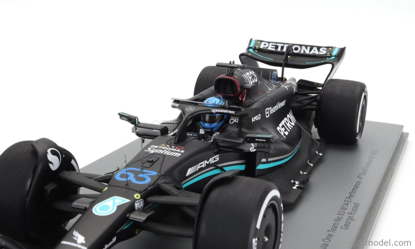 Spark-model Mercedes gp F1 W14 Team Mercedes-amg Petronas Formula One N 63 Season 2023 George Russel 1:18 Matt Black