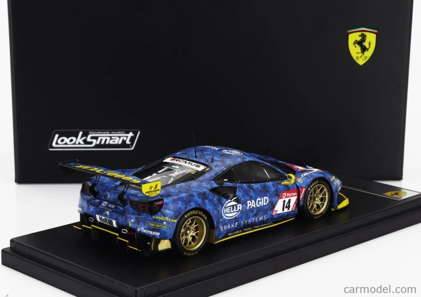Looksmart Ferrari 488 Gt3 Evo 3.9l Turbo V8 Hella Pagid Racing One Team N 14 24h Nurburgring 2021 Christian Kohlhaas - Stephan Kohler - Mike Jager - Norbert Schneider 1:43 Blue