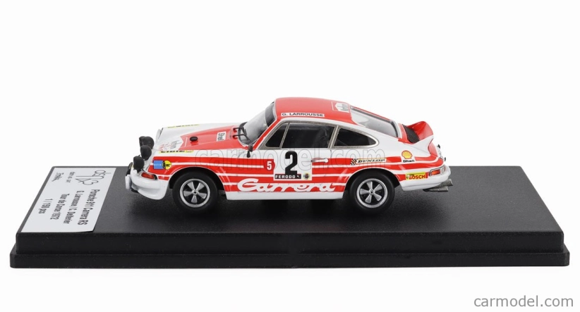 Trofeu Porsche 911 Carrera Rs Coupe (night Version) N 2 Rally Tour De Corse 1972 Gerard Larrousse - Christian Delferier 1:43 Bílá Červená