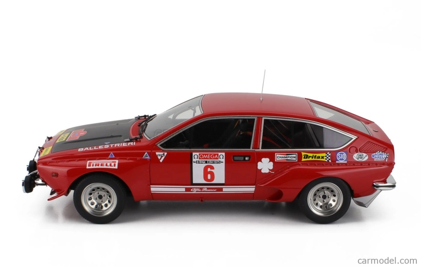 Ls-collectibles Alfa romeo Alfetta Gt Gr.2 (nočná verzia) N 6 Winner Rally Isola D'elba 1975 Amilcare Ballestrieri - Enrico Gigli 1:18 červená čierna