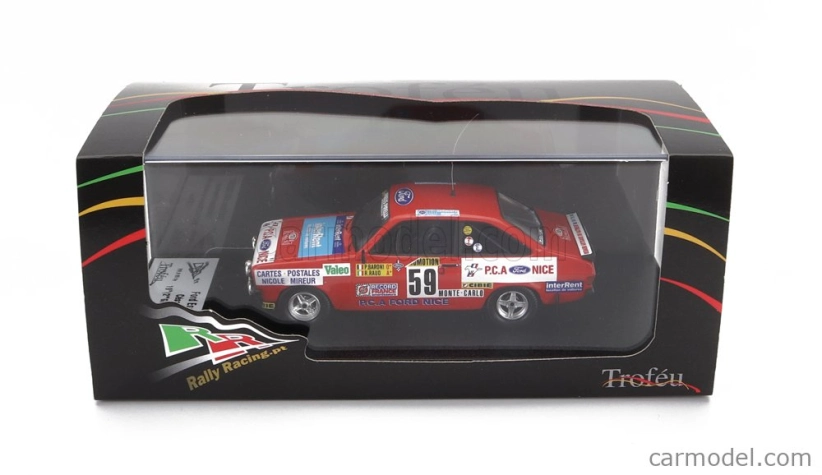 Trofeu Ford england Escort Mkii Rs2000 (nočná verzia) N 59 Rally Montecarlo 1982 C.baroni - R.baud 1:43 Red