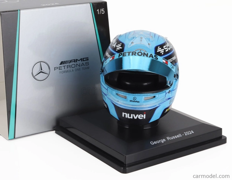 Spark-model Bell helmet Casco Helmet F1 George Russell Team Amg Petronas Motorsport Formula One N 63 Season 2024 1:5 Modrá Černá