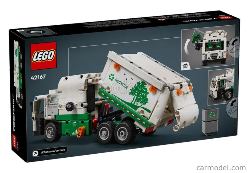 Lego Mack Lego Technic - Lr Elektrické smetiarske auto Raccolta Rifiuti Urbani - 252 dielikov Bielozelená
