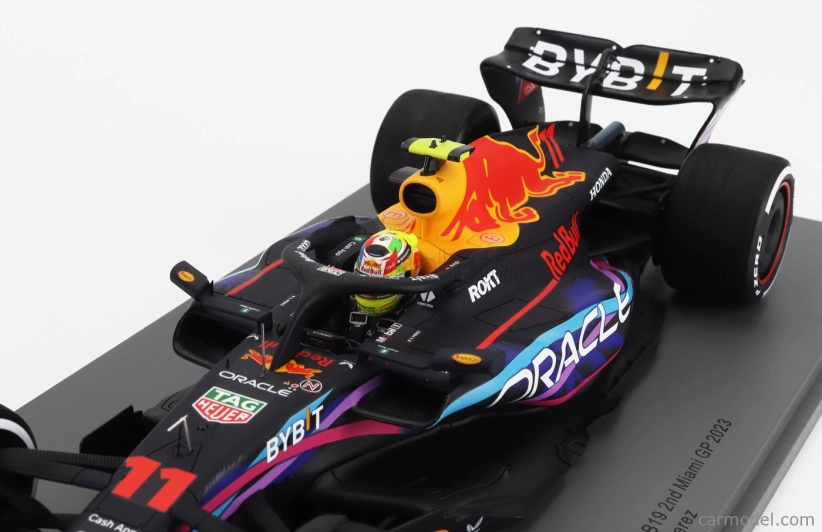 Spark-model Red bull F1  Rb19 Team Oracle Red Bull Racing N 11 2nd Miami Gp 2023 Sergio Perez 1:18 Matt Blue