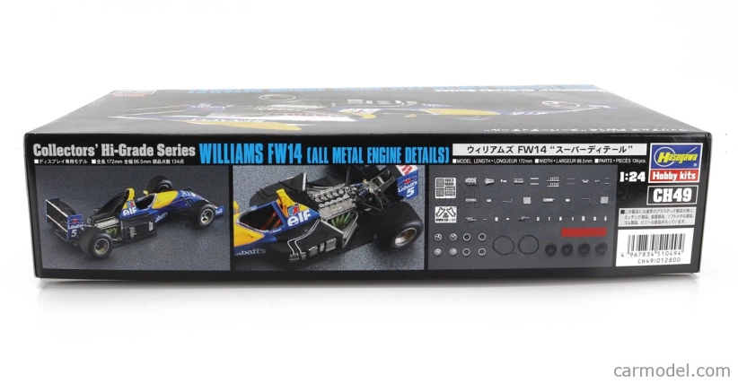 Hasegawa Williams F1 Fw14b Renault N 5 Majster sveta Sezóna 1992 Nigel Mansell - celokovový motor Dáta 1:24 /