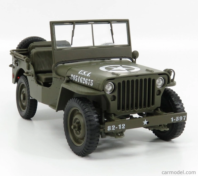 Welly Jeep Willys 1/4 Mb Usa Army Open 1942 1:18 Vojenská zelená