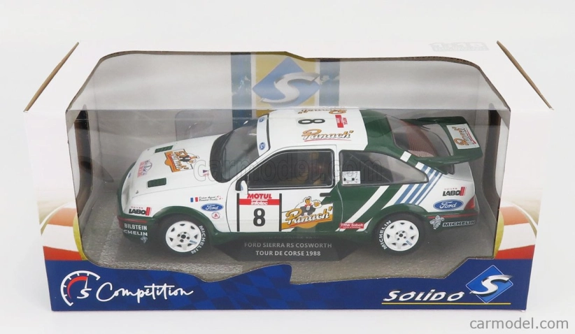Solido Ford england Sierra Cosworth Rs500 N 8 Rally Tour De Corse 1988 Auriol 1:18 bielo-zelená