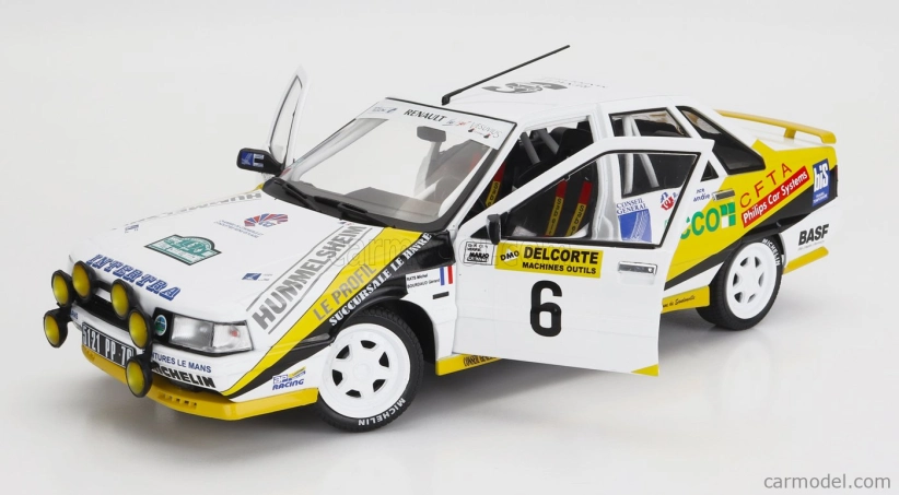 Solido Renault R21 Turbo Mkii Turbo Gr.a (nočná verzia) N 6 Rally Charlemagne 1991 M.rats - G.bourdaud 1:18 Biela Žltá Modrá
