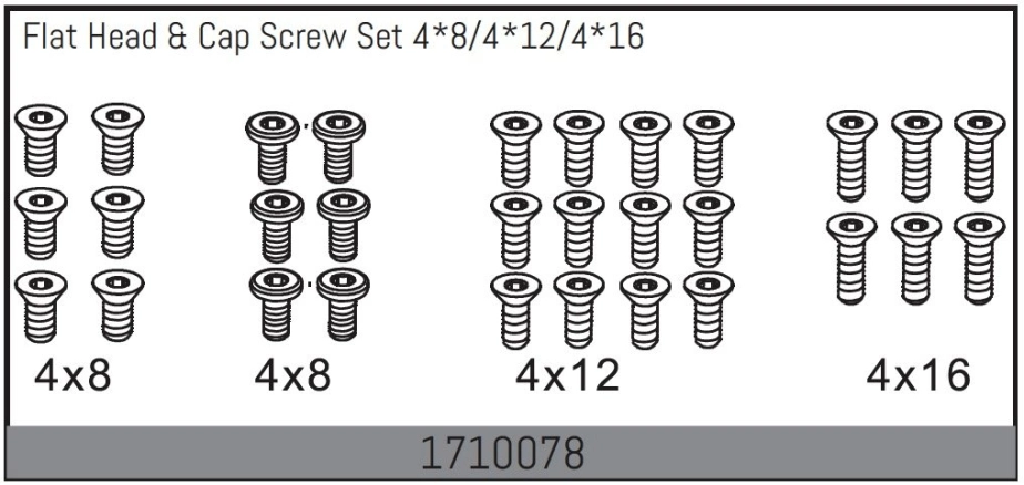 Flat Head & Cap Screw Set 4*8/4*12/4*16