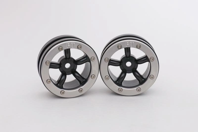 Kovové Beadlock CNC disky 1,9 PT Safari Black/Silver, 2 ks