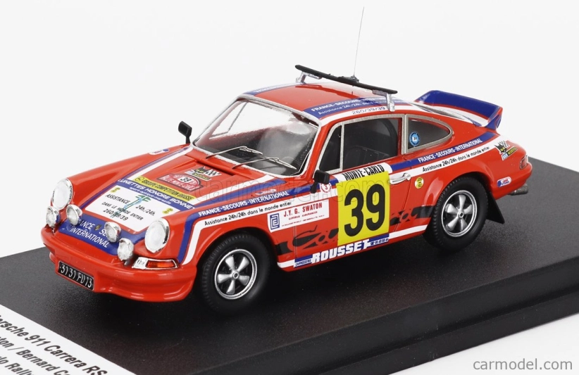 Trofeu Porsche 911 Carrera Rs (night Version) N 39 Rally Montecarlo 1977 Gerard Swaton - Bernard Cordesse 1:43 Orange
