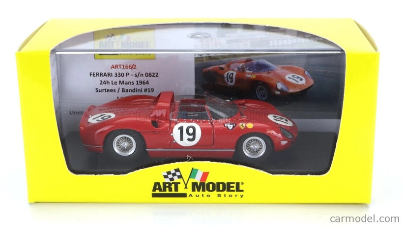 Art-model Ferrari 330p 4.0l V12 Team Sefac Ferrari Spa N 19 3. 24h Le Mans 1964 J.surtees - L.bandini 1:43 Červená