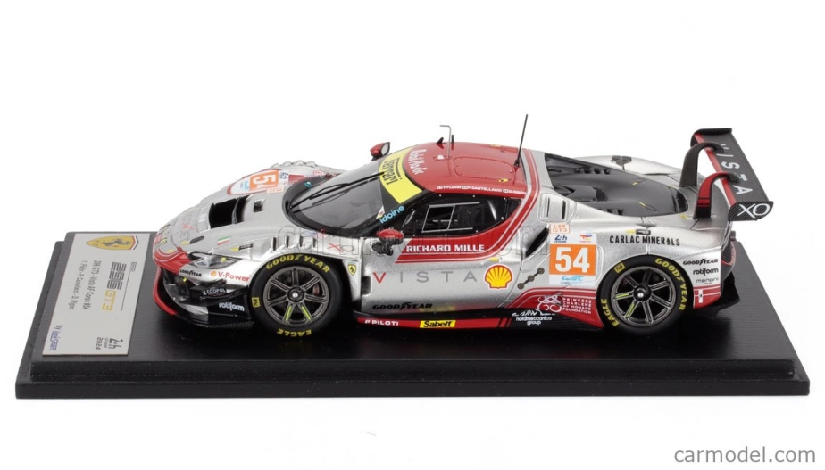 Looksmart Ferrari 296 Gt3 3.0l Turbo V6 Team Vista Af Corse N 54 24h Le Mans 2024 Davide Rigon - Francesco Castellacci - Thomas Flohr 1:43 Silver Red