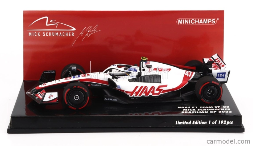 Minichamps Haas F1 Vf-22 Team Haas N 47 Brazilian Gp 2022 Mick Schumacher 1:43 Bílá Černá Červená