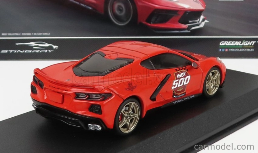 Greenlight Chevrolet Corvette C8 oficiálne Pace Car Indianapolis 500 Mile Race 2020 1:43 červená