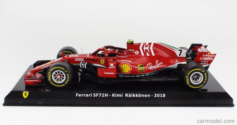 Edicola Ferrari F1  Sf71h N 7 Season 2018 Kimi Raikkonen - Con Vetrina - With Showcase 1:24 Red