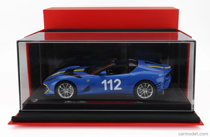 Bbr-models Ferrari 812 Competizione A Spider N 112 2022 - Con Vetrina - S vitrínou 1:18 French Racing Blu - Modro-žltá