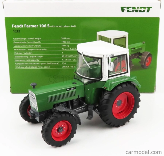 Universal hobbies Fendt Farmer 106s 4wd Tractor 1980 1:32 Zelená Biela