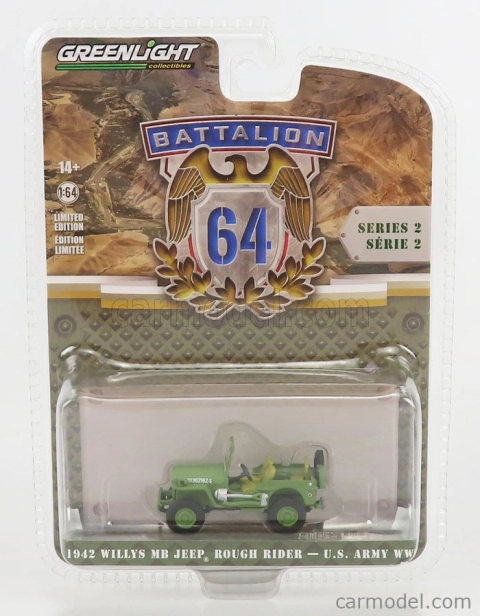 Greenlight Jeep Willys Mb Us Army 1942 1:64 Vojenská Zelená