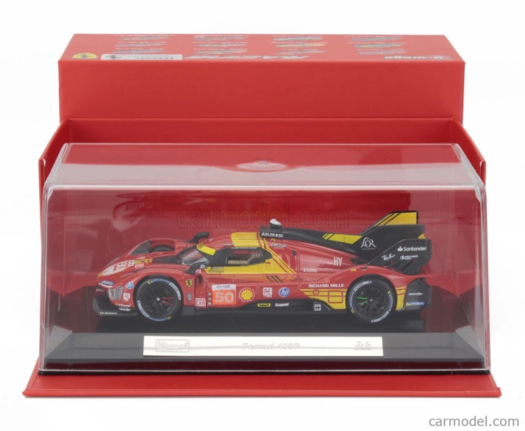 Bburago Ferrari 499p 3.0l Turbo V6 Team Ferrari Af Corse N 50 Winner 24h Le Mans 2024 Antonio Fuoco – Miguel Molina – Nicklas Nielsen – With Showcase 1:43 Red