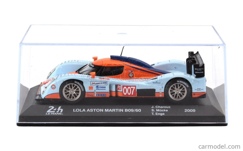 Edicola Lola Aston Martin B09/60 6.0l V12 Team Gulf Amr Eastern Europe N 007 24h Le Mans 2009 Tomáš Enge - Štefan Mucke - Jan Charouz 1:43 Svetlo modrá oranžová