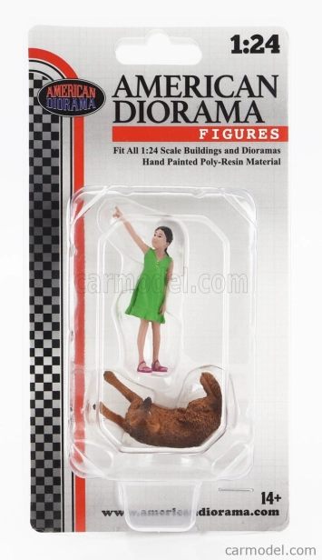 American diorama Figures Girl Whit Dog 1:24 Zelená Hnědá