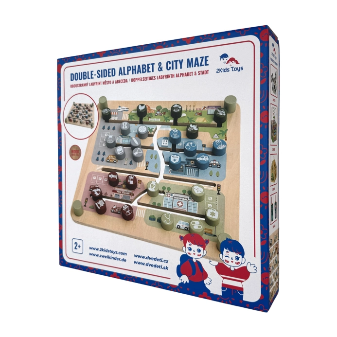 2Kids Toys Oboustranný labyrint Město a abeceda