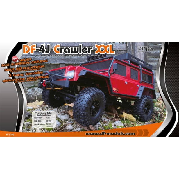 RC auto DF-4J XXL Crawler, červená