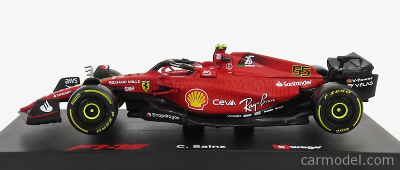 Bburago Ferrari F1-75 Scuderia Ferrari N 55 Season 2022 Carlos Sainz 1:43, červená