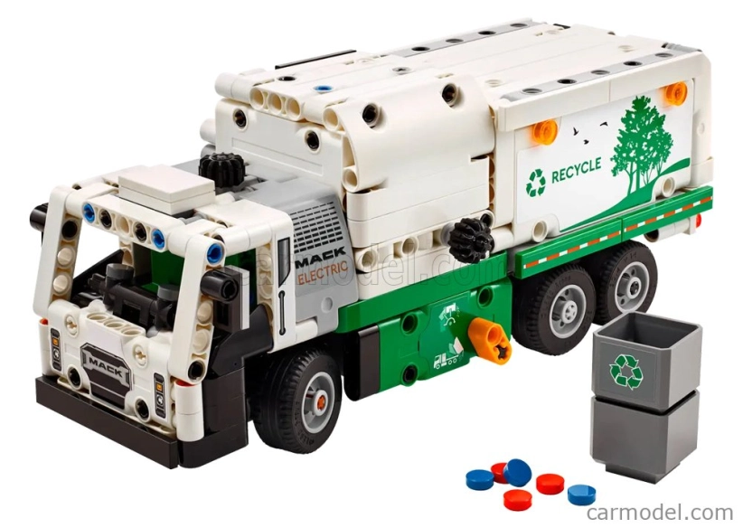 Lego Mack Lego Technic - Lr Elektrické smetiarske auto Raccolta Rifiuti Urbani - 252 dielikov Bielozelená
