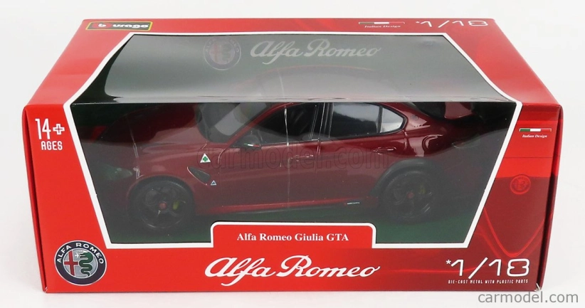 Bburago Alfa romeo Giulia Gta 2020 1:18 Rosso Alfa Met - Tmavě Červená Met