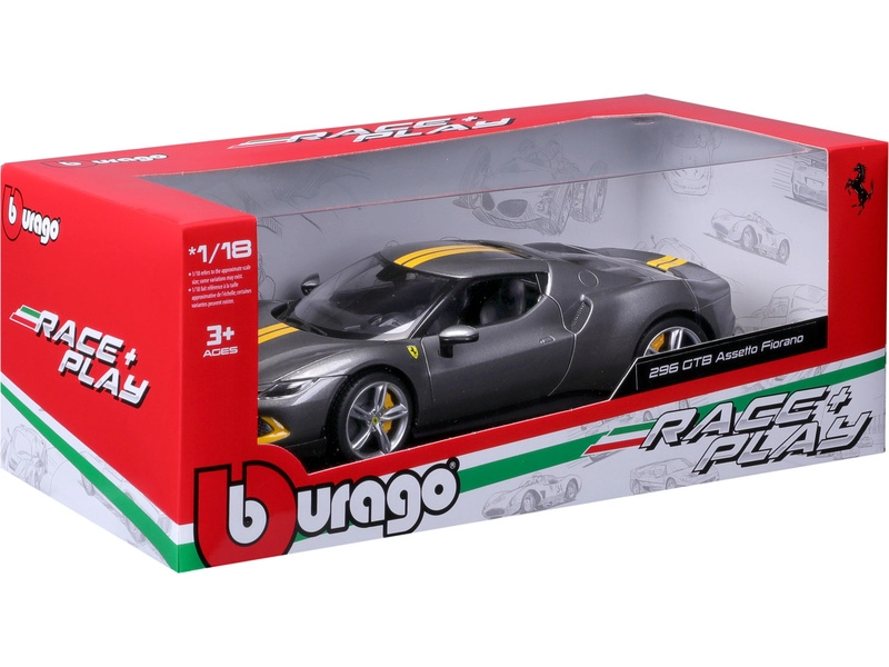 Bburago Ferrari 296 Gtb Assetto Fiorano 2022 1:18 Šedá Žlutá