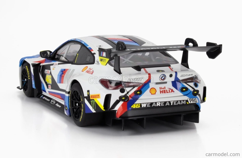 Minichamps BMW 4-series M4 Gt3 Team Wrt N 46 Gulf 12h Abu Dhabi 2023 Valentino Rossi - Nick Yelloy - Dries Vanthoor 1:18 Bílá Černá Modrá