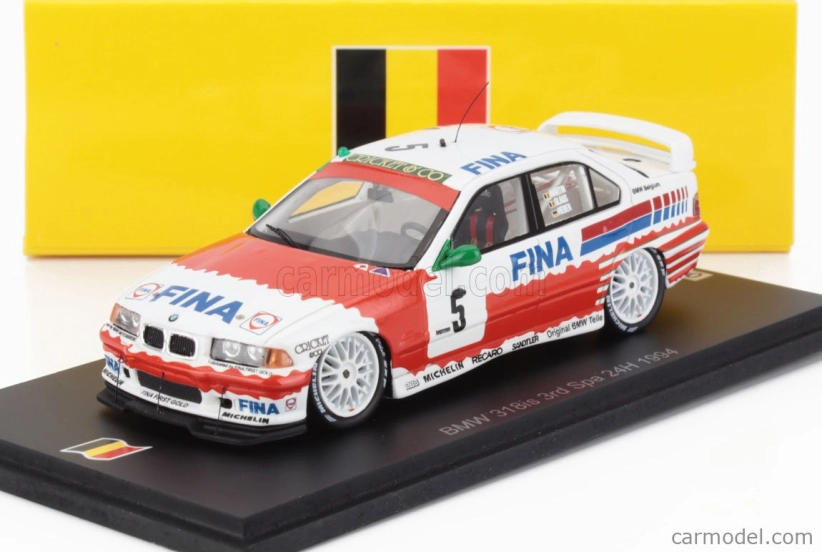 Spark-model BMW 3-series 318is Team Bmw Fina Bastos N 5 3rd 24h Spa 1994 Jeam Michel Martin - Patrick Slaus - Altfrid Heger 1:43 Červená Bílá