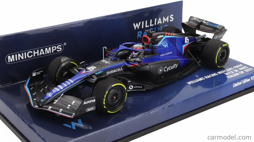 Minichamps Williams F1 Fw44 Team Williams Racing N 45 Italy Gp 2022 Nyck De Vries 1:43 Modrá