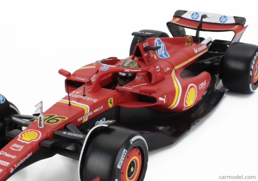 Bburago Ferrari F1 Sf-24 Team Scuderia Ferrari N 16 Winner Italy Monza Gp 2024 Charles Leclerc – Con Vetrina – With Showcase 1:18 červená biela čierna