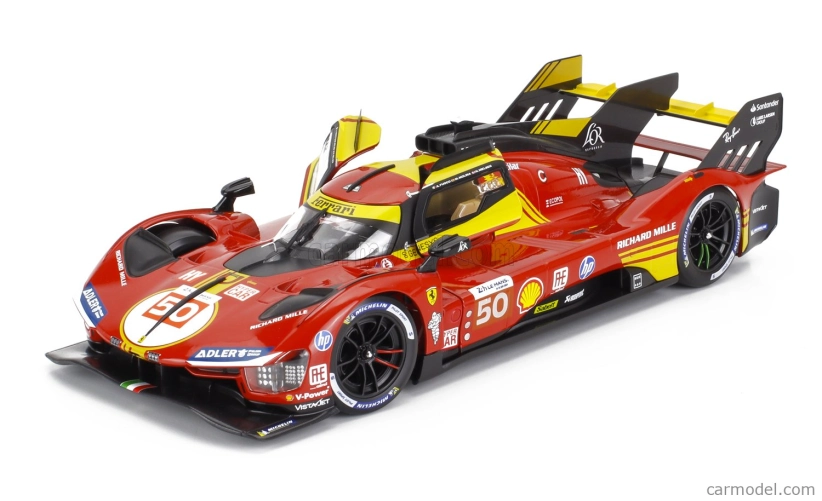 Bburago Ferrari 499p 3.0l Turbo V6 Team Ferrari Af Corse N 50 Winner 24h Le Mans 2024 Antonio Fuoco – Miguel Molina – Nicklas Nielsen – Con Vetrina – With Showcase 1:18 Red