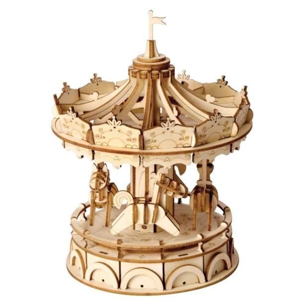 RoboTime dřevěné 3D puzzle Veselý kolotoč