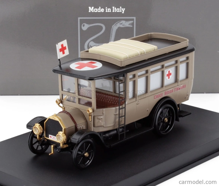 Rio-modely Fiat 15bl Truck Ambulanza C.r.i. Croce Rossa Italiana 1911 1:43 Vojenská béžová