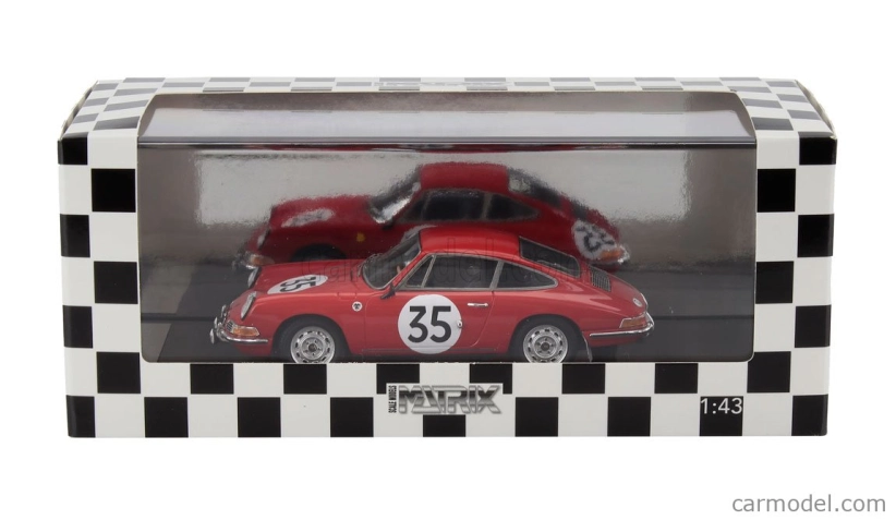 Matrix scale models Porsche 911s Coupe Team J.franc N 35 24h Le Mans 1966 Jean Kerguen - Jacques Dewes 1:43 Red