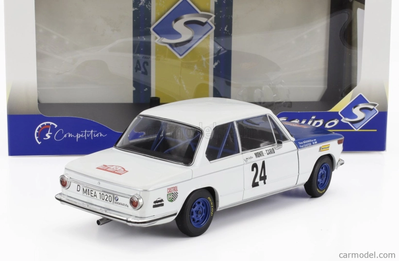 Solido BMW 2002 Ti N 24 (nočná verzia) Rally Montecarlo 1969 Timo Makinen - Paul Easter 1:18 Bielo modrá