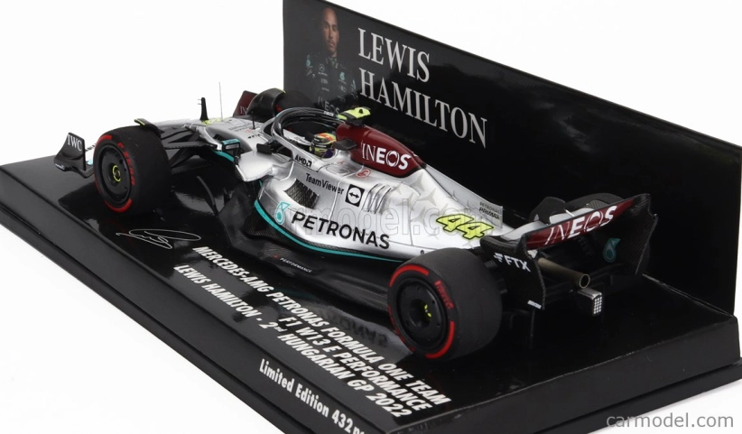 Minichamps Mercedes gp F1 W13e Team Mercedes-amg Petronas F1 N 44 2nd Hungarian Gp 2022 Lewis Hamilton 1:43 Silver Green
