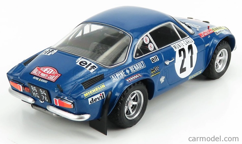 Ixo-models Renault Alpine A110 1800s N 21 Rally Montecarlo 1973 J-p.nicolas - M.vial 1:24 Blue Met