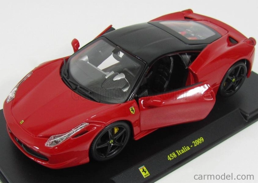 Edicola Ferrari 458 Italia 8c 2009 - Con Vetrina - With Showcase 1:24 Červená Černá