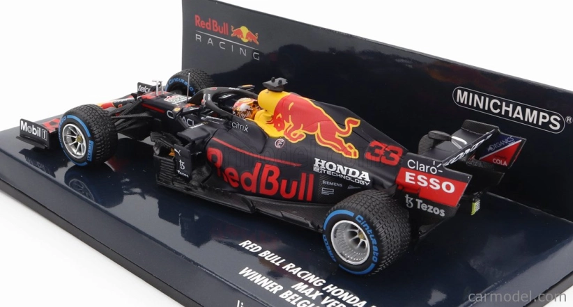 Minichamps Red bull F1 Rb16b Honda Ra620h Team Aston Martin N 33 Winner Belgium Gp 2021 Max Verstappen 1:43 Matná modrá žltá červená