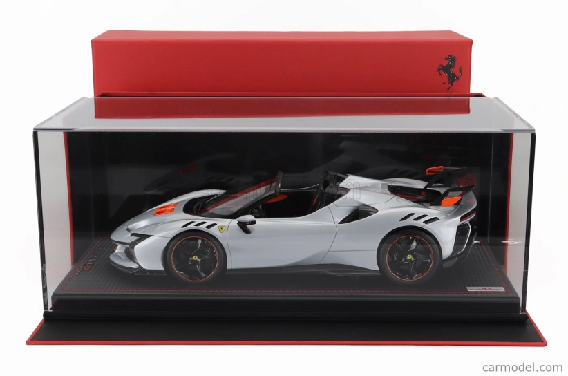 Mr-models Ferrari Sf90 Xx Stradale Spider 2024 - Con Vetrina - With Showcase 1:18 Bianco Artico - Bílá Met Oranžová Černá