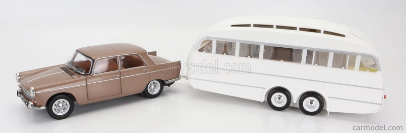 Norev Peugeot 404 With Caravan Roulotte Henon 1965 1:18 Brown Met