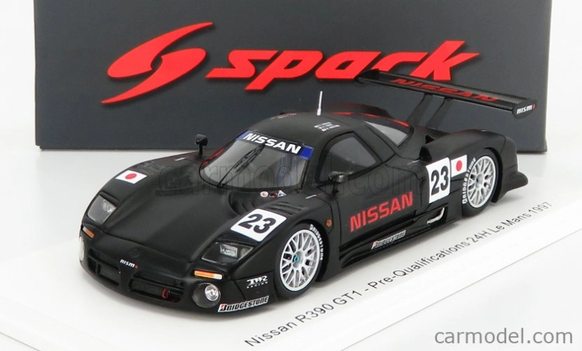 Spark-model Nissan R390 Gt1 3.5l Turbo N 23 Predkvalifikácia 24h Le Mans 1997 K.hoshino - E.comas - M.kageyama 1:43 Black