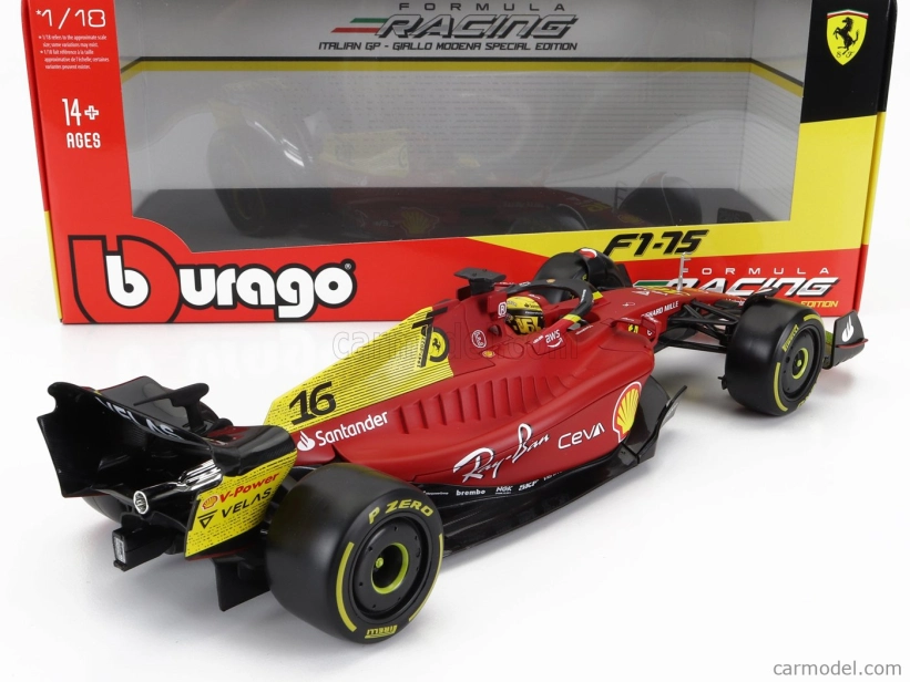 Bburago Ferrari F1-75 Scuderia Ferrari N 16 2022 Charles Leclerc 1:18, červená